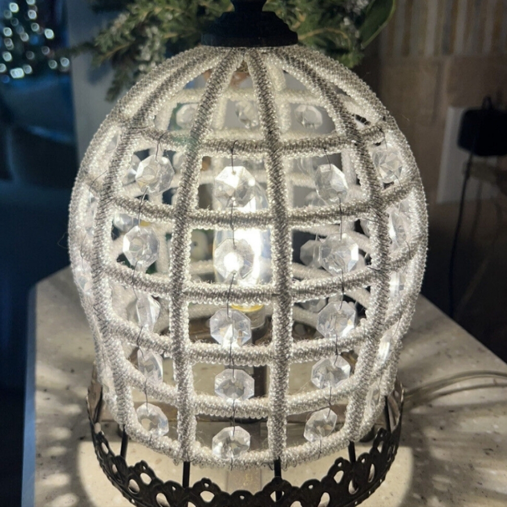 💍Beaded crystal table top bedside accent lamp